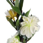 Sztuczna gałązka kwiatów Dalii w kolorze Białym 93 cm - obrazek 2