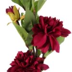 Sztuczna gałązka kwiatów Dalii w kolorze Bordowym 93 cm - obrazek 2