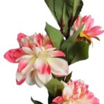 Sztuczna gałązka kwiatów Dalii w kolorze RÓŻOWO BIAŁA 93 cm - obrazek 2