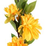 Sztuczna gałązka kwiatów Dalii w kolorze Żółtym 93 cm - obrazek 2