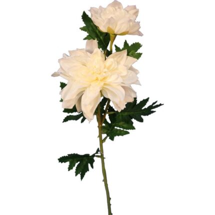 Sztuczna Gałązka Dalii Białych - Dekoracja Wysokiej Jakości, 66 cm