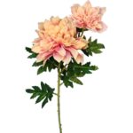 Dekoracyjna gałązka z dwoma sztucznymi daliami w kolorze ciemno łososiowym