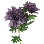 Sztuczna Gałązka z Dwoma Fioletowymi Daliami - Dekoracja Wysokiej Jakości, 66cm - obrazek 3