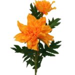Sztuczna gałązka z dwoma pomarańczowymi daliami wysokiej jakości, 66 cm - obrazek 2