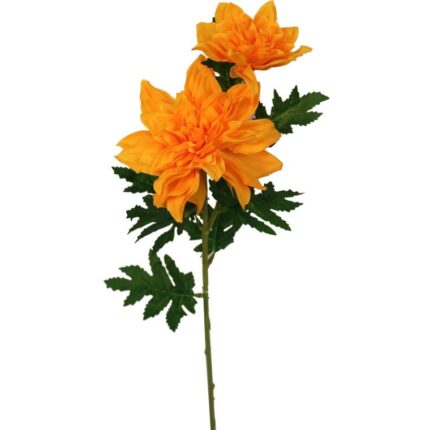 Sztuczna gałązka z dwoma pomarańczowymi daliami wysokiej jakości, 66 cm