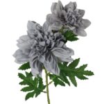 Sztuczna gałązka z dwoma daliami szarymi - dekoracja o naturalnym wyglądzie, 66 cm - obrazek 2
