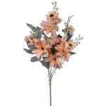 Sztuczna Gałązka z 5 Łososiowymi Daliami Wielopąkowymi - Dekoracja Wysokiej Jakości 86 cm - obrazek 2