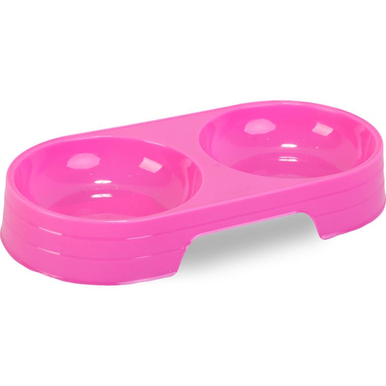 DC10-rozowa Podwójna Różowa Miską dla Psa 200ml z Bezpiecznego Tworzywa - obrazek 1
