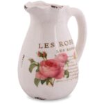 Dzbanek Ceramiczny Rose z Antypoślizgowymi Podkładkami, Styl Vintage, 16 cm - obrazek 3