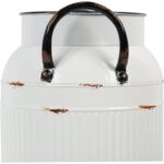 Biały Metalowy Wazon Kanka w Stylu Vintage z Efektem Postarzenia - obrazek 3