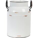 Biały Metalowy Wazon Kanka w Stylu Vintage z Efektem Postarzenia