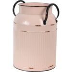 Metalowa Kanka Vintage w Kolorze Pudrowego Różu z Wytłoczeniami i Uchwytami, 27x18x13 cm - obrazek 2