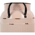 Metalowa Kanka Vintage w Kolorze Pudrowego Różu z Wytłoczeniami i Uchwytami, 27x18x13 cm - obrazek 3