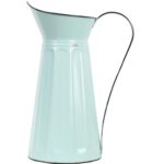 Metalowy Dzban dekoracyjny z efektem postarzania w kolorze miętowym - obrazek 3