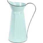 Metalowy Dzban dekoracyjny z efektem postarzania w kolorze miętowym