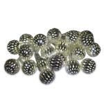 Metalowe Kule z Białymi LED - Lampki Choinkowe, 20 Sztuk, Zasilanie Bateryjne, Srebrne