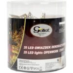 Srebrne Metalowe Lampki Choinkowe w Kształcie Gwiazd - 20 LED, Zasilane Bateryjnie, Długość 2,85 metra - obrazek 2