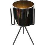 Złota Osłonka Ceramiczna na Czarnym Metalowym Trójnogu 23 cm