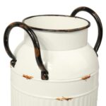 Metalowa Kanka Dekoracyjna w Stylu Vintage Biała Wazon na Kwiaty - obrazek 2