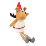 Pluszowy Renifer w Czerwonej Kratce - Siedzący, Brązowy, 40 cm - obrazek 3