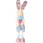 Zając Wielkanocny Stojący Niebieski z Różowym Serduszkiem 40cm