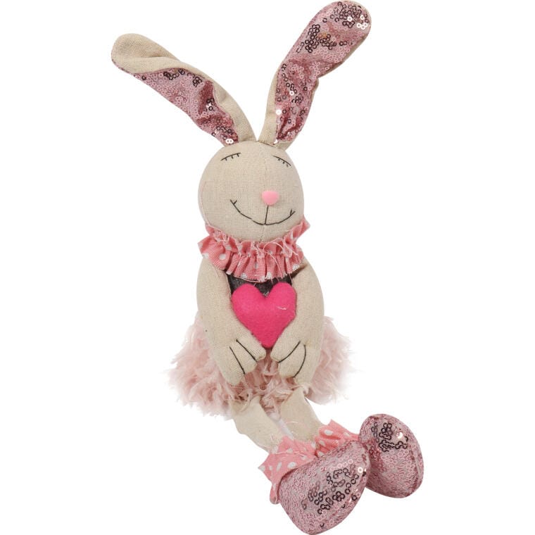 DH20208R Różowy Zając Wielkanocny z Serduszkiem - Dekoracja Świąteczna 40cm - obrazek 1