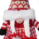 Czerwony Skrzat Bożonarodzeniowy z Warkoczykami jako Zawieszka na Choinkę 20cm - obrazek 2