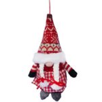 Czerwony Skrzat Bożonarodzeniowy z Warkoczykami jako Zawieszka na Choinkę 20cm