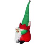 Figurka Świątecznego Skrzata z Dzwonkiem i Prezentem, 25 cm, Kolor Czerwono-Zielony - obrazek 3