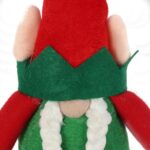 Figurka Bożonarodzeniowego Skrzata z Warkoczami i Dzwoneczkiem 25 cm Zielono-Czerwona - obrazek 3