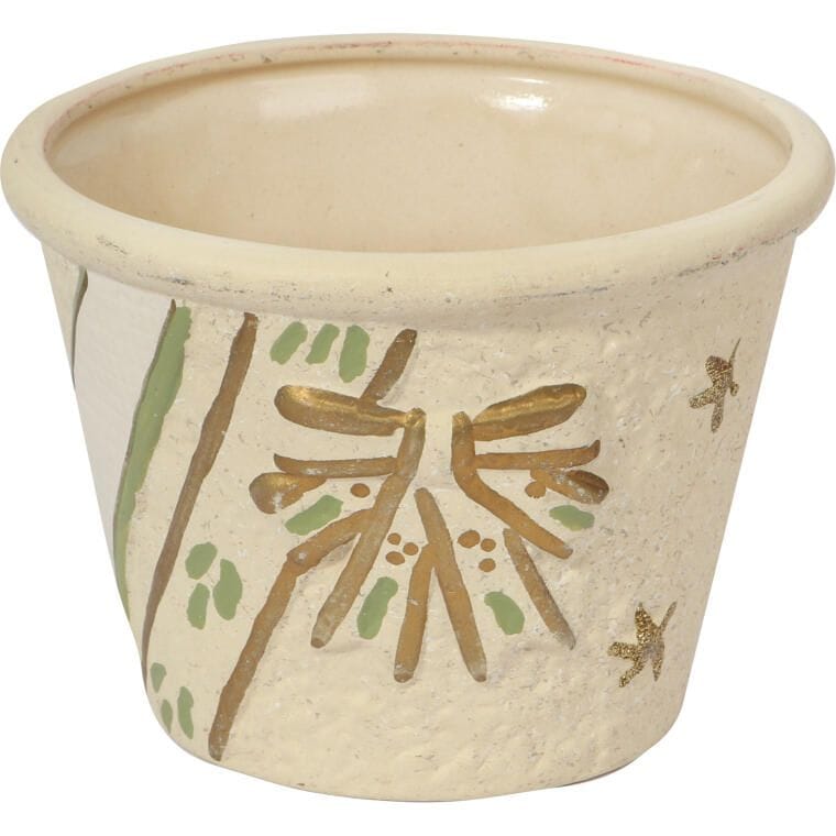 DL2027-2M Świąteczna osłonka z ceramiki kremowa KOKARDKI 9 cm - obrazek 1