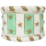 Świąteczna osłonka z ceramiki TURKUSOWA GWIAZDKI 8 cm - obrazek 2