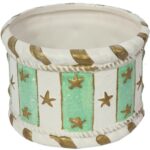 Świąteczna osłonka z ceramiki TURKUSOWA GWIAZDKI 8 cm