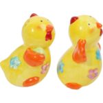 Zestaw Wielkanocny: Solniczka i Pieprzniczka w Kształcie Kurczaków Ceramicznych - obrazek 3