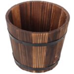 Donica Drewniana z Metalowymi Obręczami i Uchwytami 21x18x16 cm - Kolekcja Vintage - obrazek 2