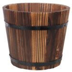 Donica Drewniana z Metalowymi Obręczami i Uchwytami 21x18x16 cm - Kolekcja Vintage