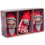 ZESTAW 3 CZERWONO-SZARYCH ZAWIESZEK ŚWIĄTECZNYCH W KSZTAŁCIE DZIEWCZYNEK - obrazek 2