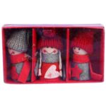 ZAWIESZKI ŚWIĄTECZNE - ZESTAW FIGUREK CHŁOPCÓW I DZIEWCZYNKI W KOLORZE CZERWONO-SZARYM