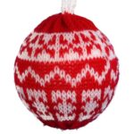 Ozdoba bożonarodzeniowa zawieszka wełniana BOMBKA CZERWONA 8 cm - obrazek 2