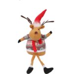 Pluszowy Renifer w Świątecznym Ubraniu 70cm - Beżowo-Brązowy Prezent Świąteczny - obrazek 2