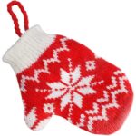 Ozdoba bożonarodzeniowa zawieszka RĘKAWICZKA z włóczki 12X9.5cm CZERWONA - obrazek 2