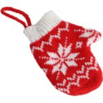 Ozdoba bożonarodzeniowa zawieszka RĘKAWICZKA z włóczki 12X9.5cm CZERWONA - obrazek 3