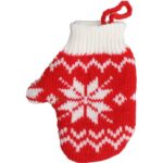 Ozdoba bożonarodzeniowa zawieszka RĘKAWICZKA z włóczki 12X9.5cm CZERWONA