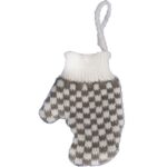 Ozdoba bożonarodzeniowa zawieszka RĘKAWICZKA z włóczki 12X9.5cm SZARA - obrazek 2