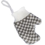 Ozdoba bożonarodzeniowa zawieszka RĘKAWICZKA z włóczki 12X9.5cm SZARA - obrazek 3
