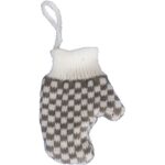 Ozdoba bożonarodzeniowa zawieszka RĘKAWICZKA z włóczki 12X9.5cm SZARA