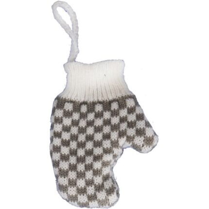 Ozdoba bożonarodzeniowa zawieszka RĘKAWICZKA z włóczki 12X9.5cm SZARA