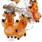 Lampki Świąteczne Reniferki LED na Klamerkach 10 Sztuk, Brązowe, Zasilanie Bateryjne, Długość 130 cm - obrazek 2