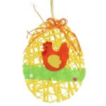 ZAWIESZKA JAJKO WIELKANOCNE Z RAFII 15CM POMARAŃCZOWE - obrazek 2