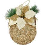 DUŻA DEKORACJA ŚWIĄTECZNA - KULA 30 CM ZAWIESZKA ZŁOTA